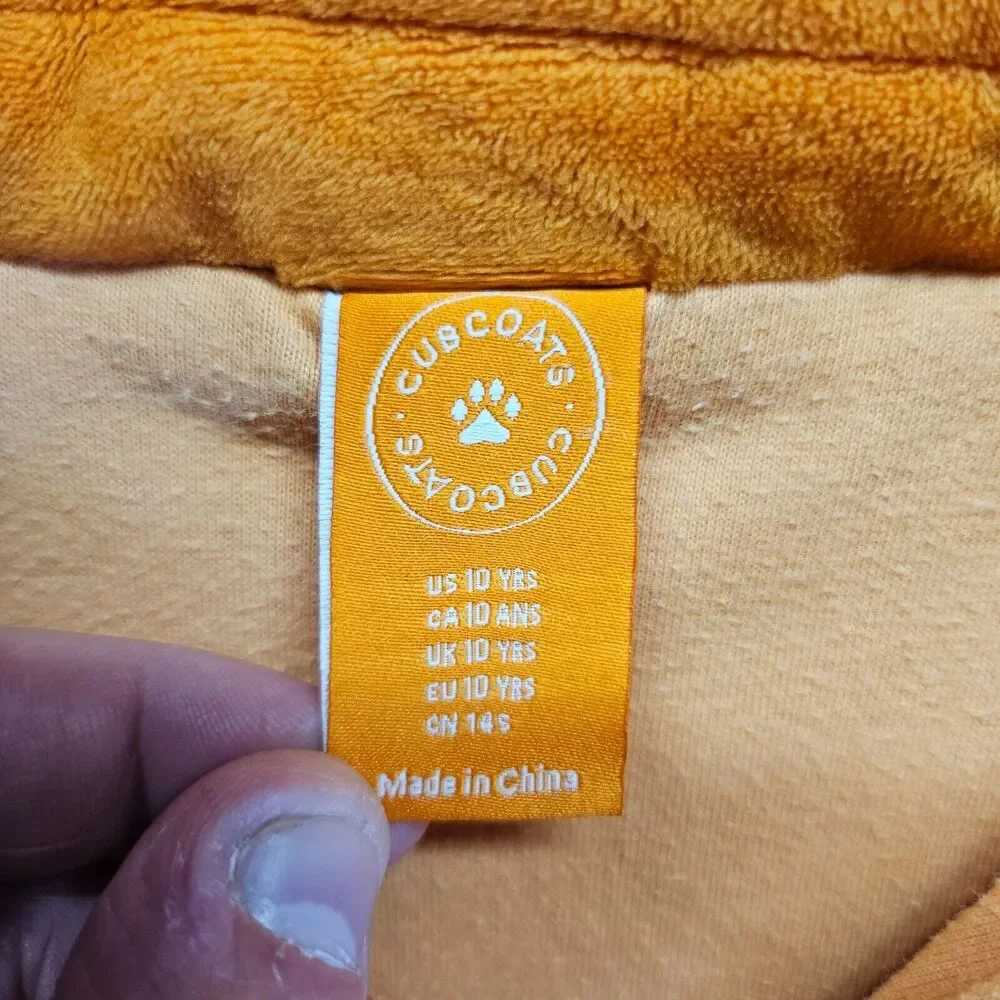 Cubcoats Fleece Hoodie Jacket Kids Size 10Yrs Orange Hooded‎ Full Zip